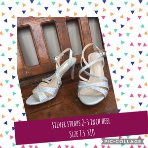 Silver high heel shoe